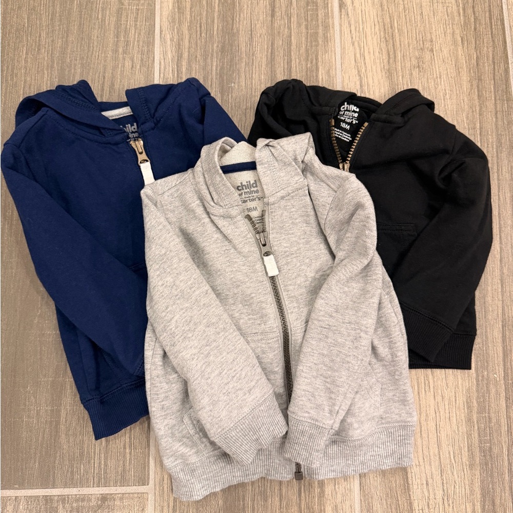Carter’s Zip-Up Hoodies Set of 3 12-18 Months